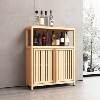 Grande armoire de rangement en bambou pour salle de bain