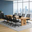 Ensemble de table de conférence en bois massif industriel moderne et 8 chaises de bureau ergonomiques-94357495