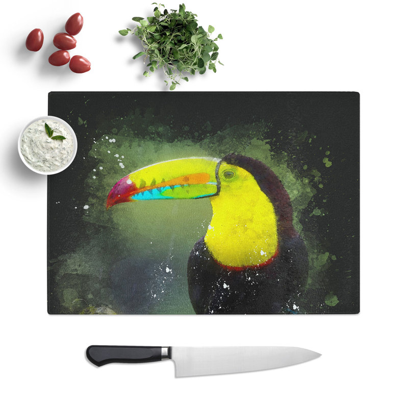 Tempered Glass Resting Toucan Chopping Board, 20 cm x 28.5 cm