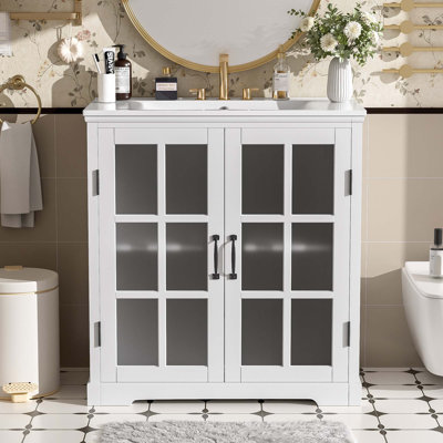 Meuble-lavabo moderne 30 po avec lavabo en céramique