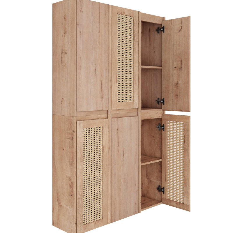 Armoire de salle de bain 36 po, 6 portes à fermeture en douceur, fixation murale élégante, fermeture en douceur contemporaine