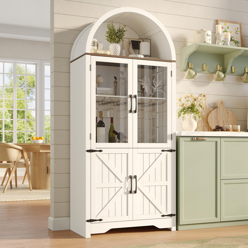 72" Tall Arched Wine Cabinet With Glass Door