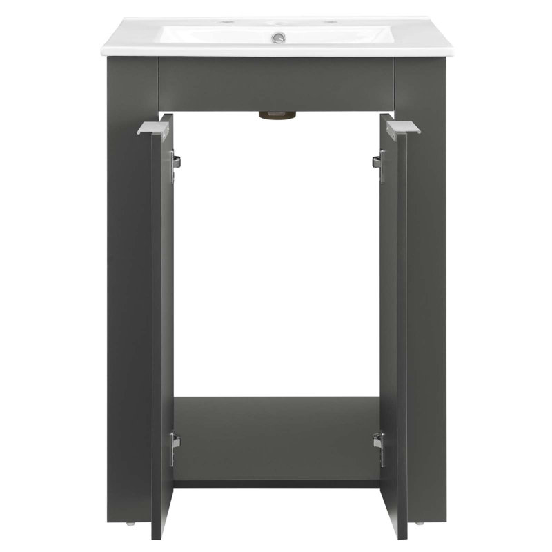 Maybelle 24" Gray White Melamine Bathroom Vanity with Ceramic Sink