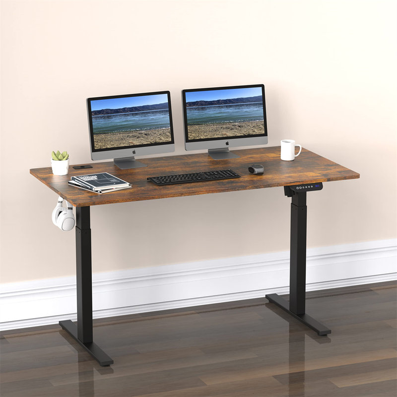 Bureau Marutani, Noir, L 55 po x P 27,99 po, Brun rustique