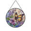 Papillon au milieu de fleurs vitrail panneaux de verre pour décoration de fenêtre-129205871