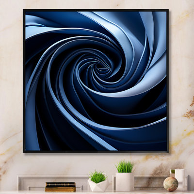 Spiraling Blue Abstract Vortex II - Abstract Spirals, art mural