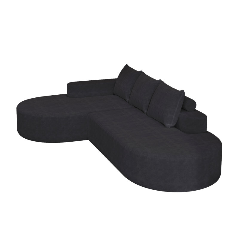Canapé moderne incurvé moderne, ensemble de canapé modulaire rembourré en chenille, ensemble modulaire de salon modulaire en L de 108,5 po avec 3 coussins, canapé-lit combiné gratuit pour le salon, la chambre à coucher