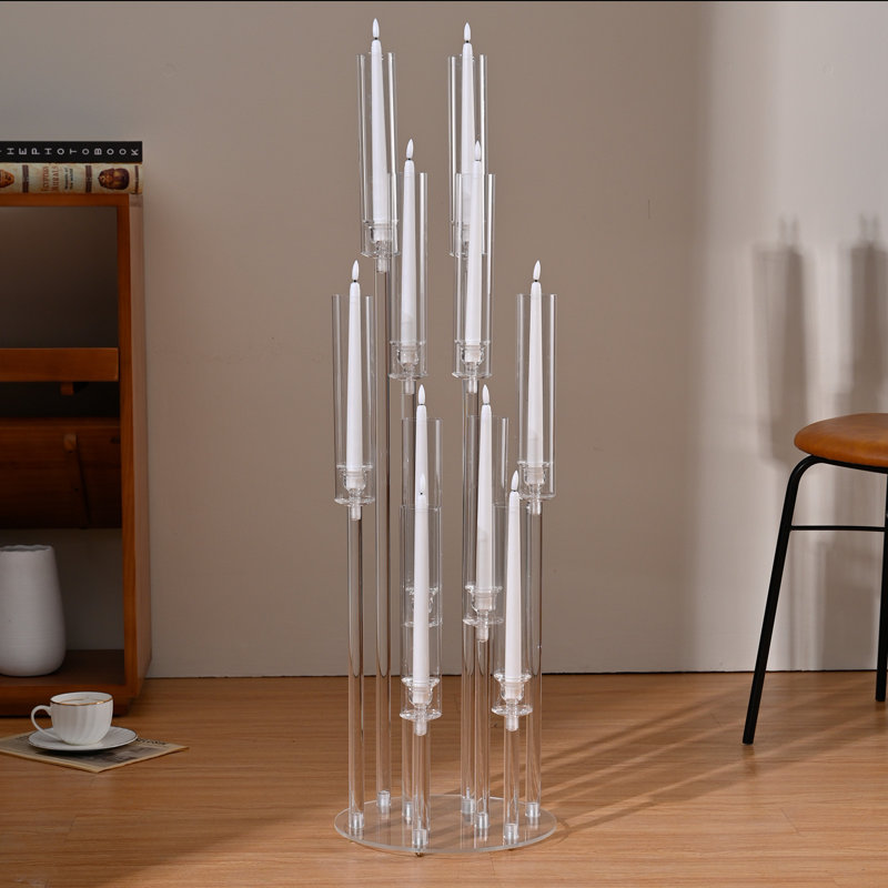Porte-chandelles transparent à 10 bras pour décorations de mariage, 37,7 pouces de hauteur, 1
