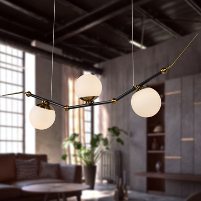 Chianti 54-in Height Adjustable ETL Certified Integrated LED Linear Chandelier with 3 Glass Shades