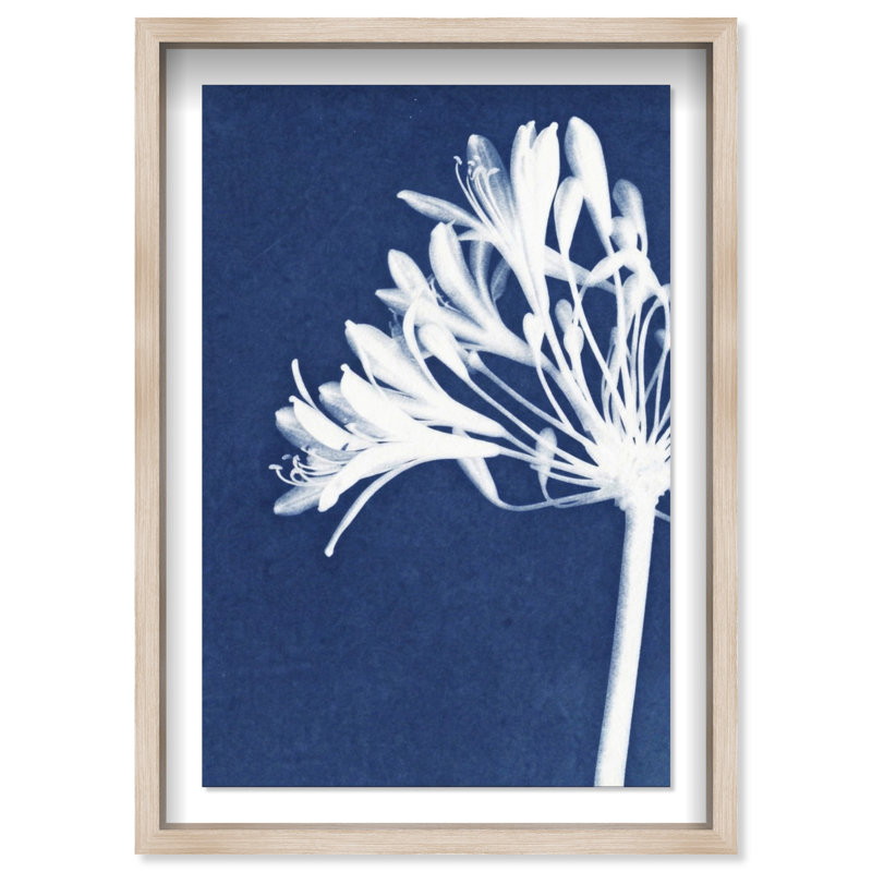 Cyan Bloom Print by Oliver Gal, 31.5"H x 46.5"W, Natural Oak Shadowbox