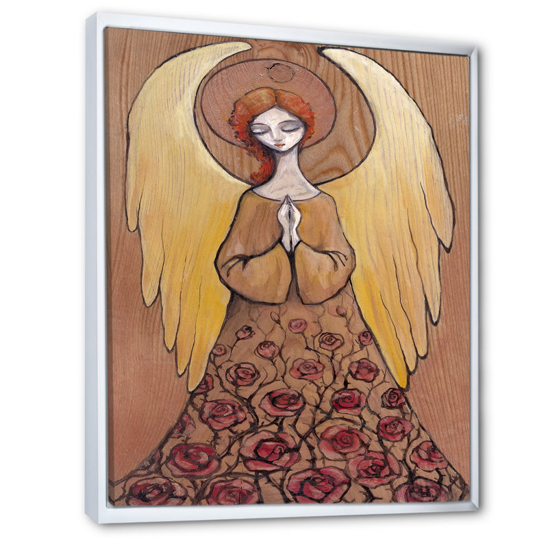 Illustration d'un ange religieux - reproduction d'art sur toile traditionnelle, H 12 po x l 8 po x P 1 po