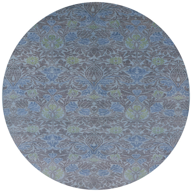 Tapis damassé bleu / gris Rowling, Rond 4 pi