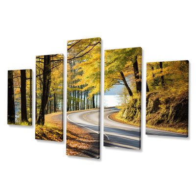 'Autumn's Road Into The Forest III - Road Multipanel Wall Art Set