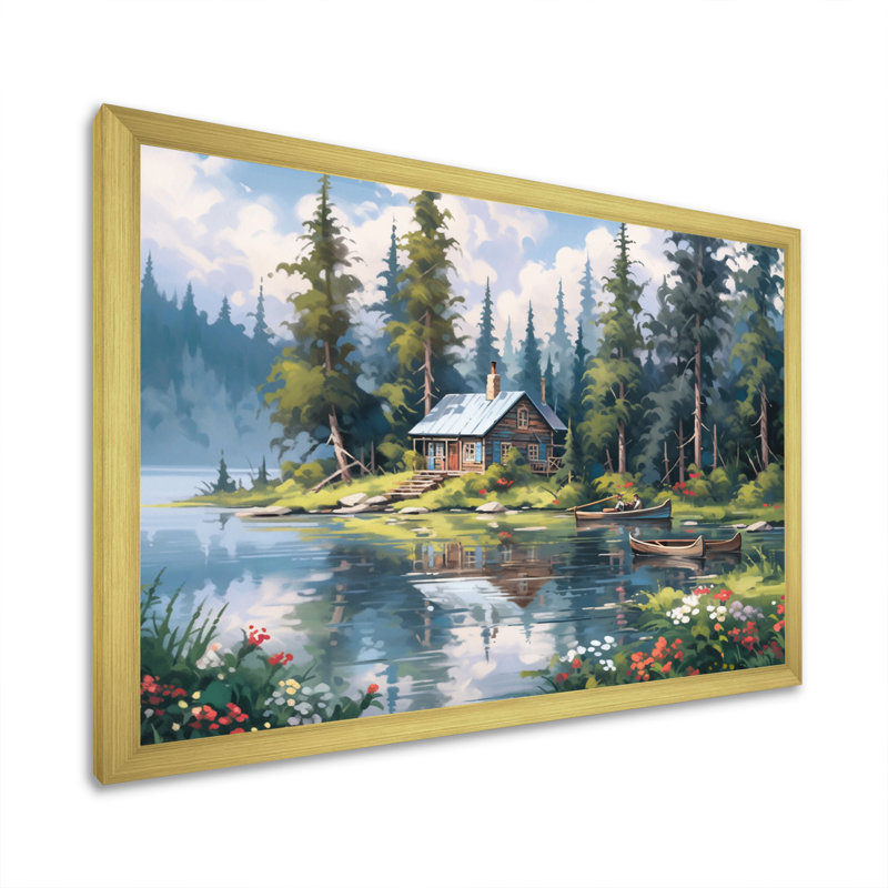 Rustic Refuge Lakehouse I sur impression sur toile, Cadre doré à une seule photo, H 12 po x l 20 po x P 1 po