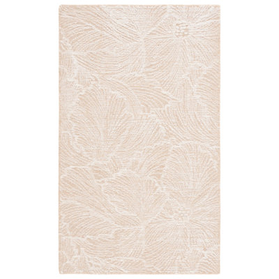 Larramore Hand Tufted Wool Cotton with Latex Floral Rug in Gold/Ivory
