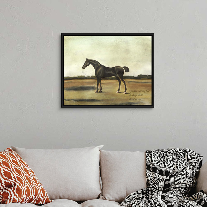 Art mural sur toile Trentham, A Bay Colt, H 26 po x l 32 po x P 2 po, Toile avec cadre noir