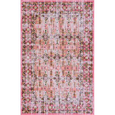 Tapis géométrique rose