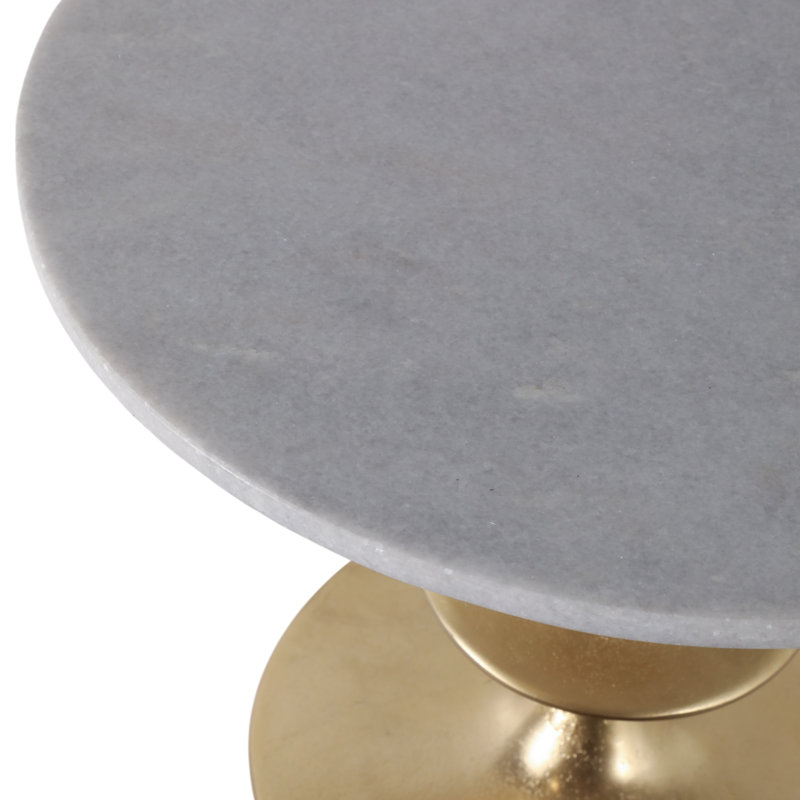 Table d'appoint Sculptural, Plateau blanc / base or