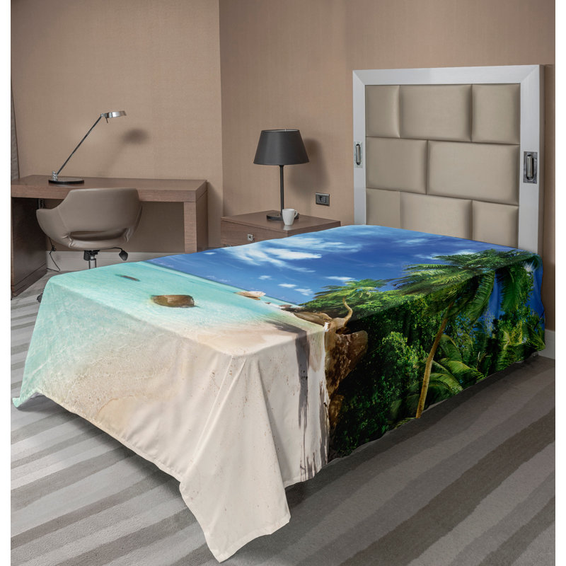 Drap de dessus de plage Ambesonne, paysage marin, nature, jungle, menthe, vert, vert, bleu, Simple