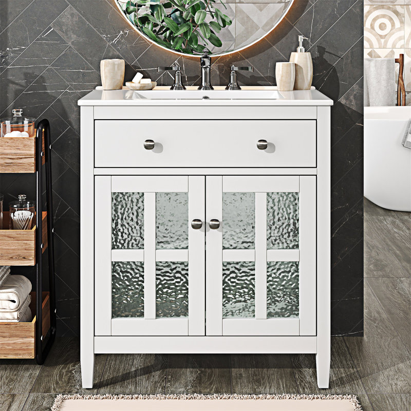 Bathroom Vanity With Ceramic Sink, White