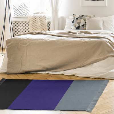Tapis à rayures 4,6 pi x 5,5 pi noir/mauve/gris zone grise