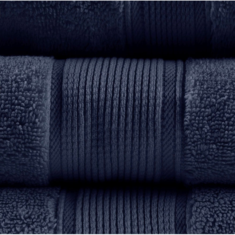 Ensemble de serviettes 100% coton ultra doux 8 pièces, bleu marine foncé, Bleu