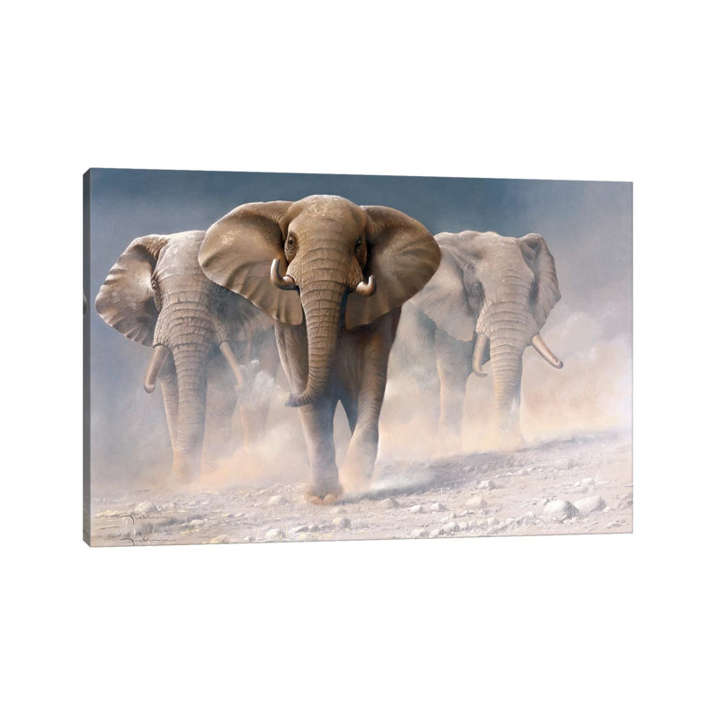 Running Elephants I 1 Piece Wrapped Canvas Painting, 66.04 cm H x 45.72 cm W x 1.91 cm D