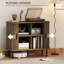 Buffet d'armoire de rangement avec rangement, bar à café nordique avec portes à lattes et pieds en métal, noyer