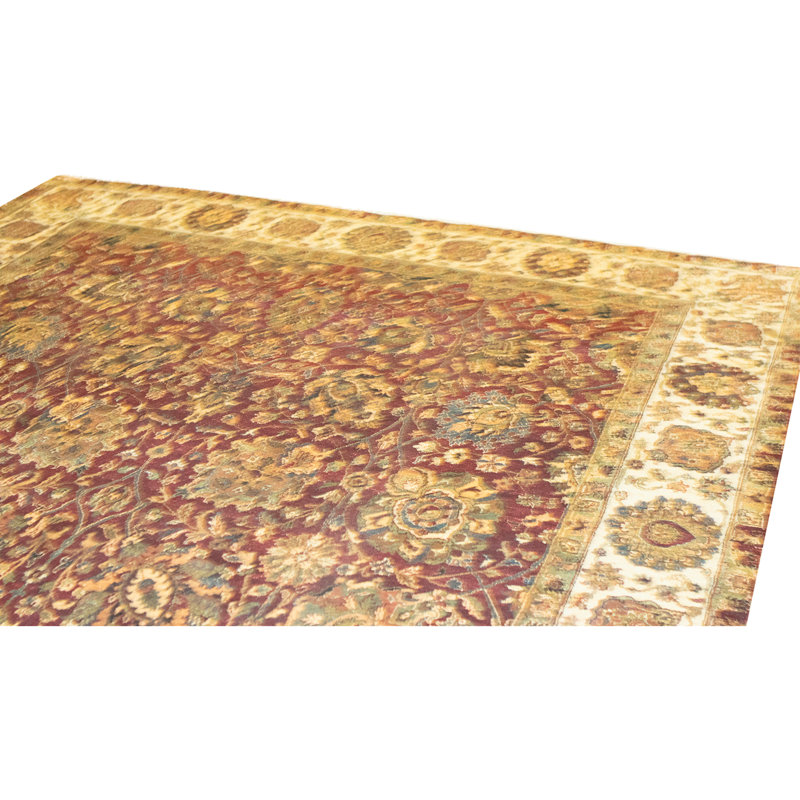 Hand Knotted Wool Oriental Area Rug in Red And Cream