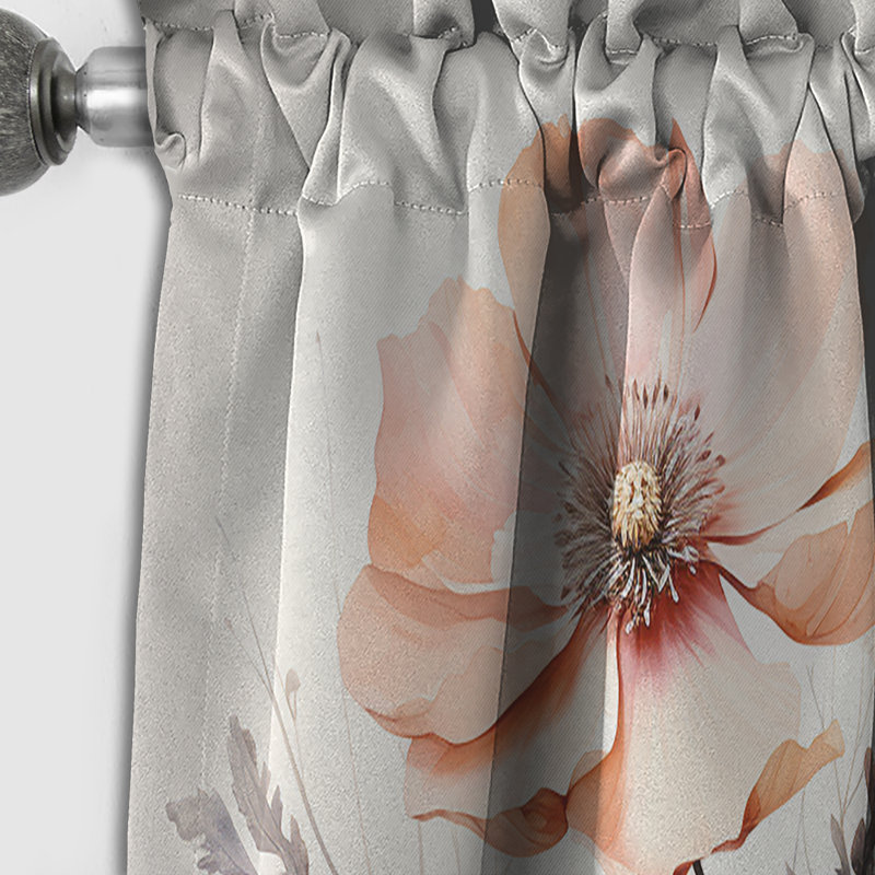 Peach Beige Minimalism Flower - Floral Blackout Abstract Curtain - 1 Panel, 52" W x 63" L