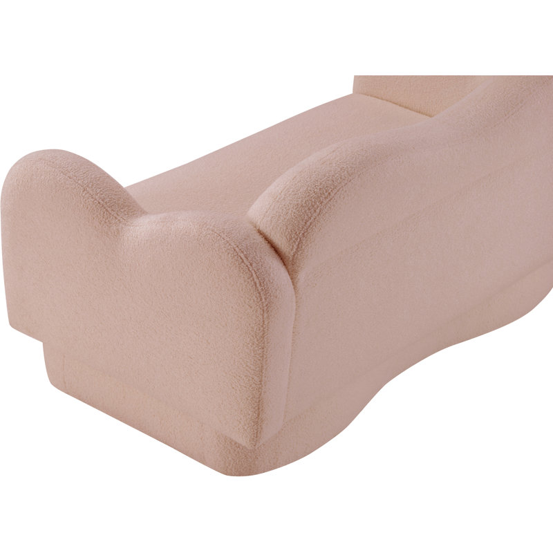 Causeuse Redwan, Tissu rose en fausse peau de mouton