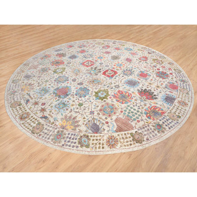 Tapis unique noué à la main nouvel âge 14 pi x 14 pi Vasos One-of-a-Kind