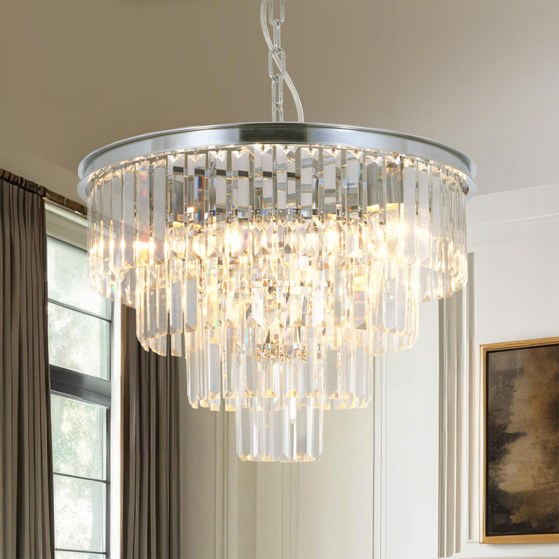 6 - Light Dimmable Tiered Chandelier
