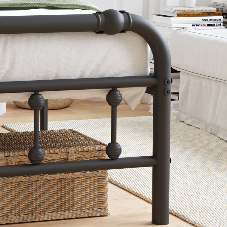 Dequesha Heavy-Duty Anti-Sway 18-inch Steel Tube Iron Bed with Headboard Under The Bed for Storage Williston Forge Size: Full / Double