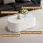 Table basse de rangement ovale cachée 33,46 po - Plateau en verre trempé certifié 3C et table basse de rangement blanche moderne en cuir de qualité supérieure pour le salon-983363442