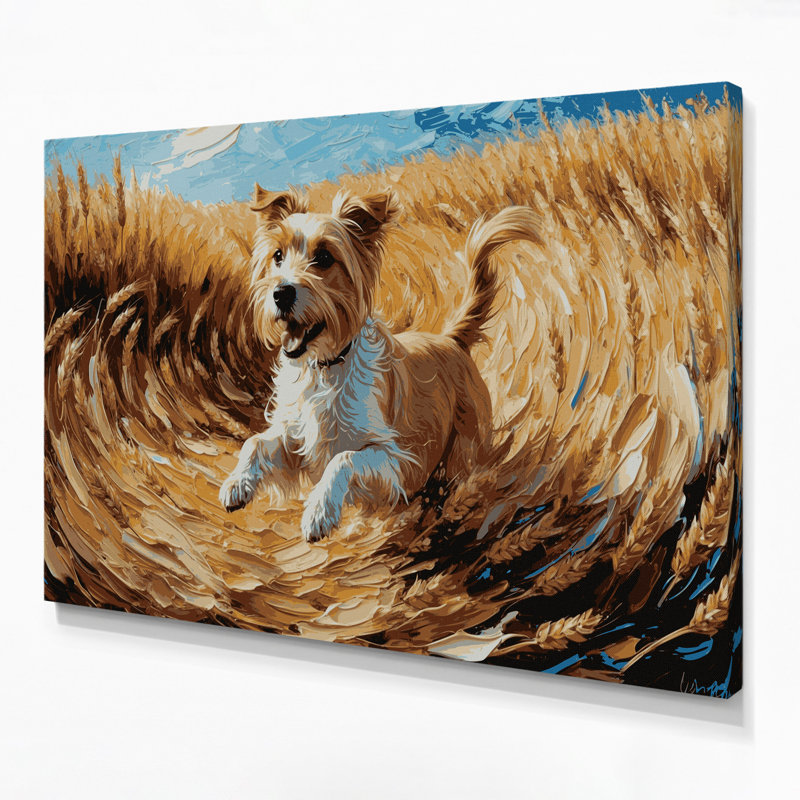 «Dogs Soft Coated Wheaten Terrier», art mural sur toile brune