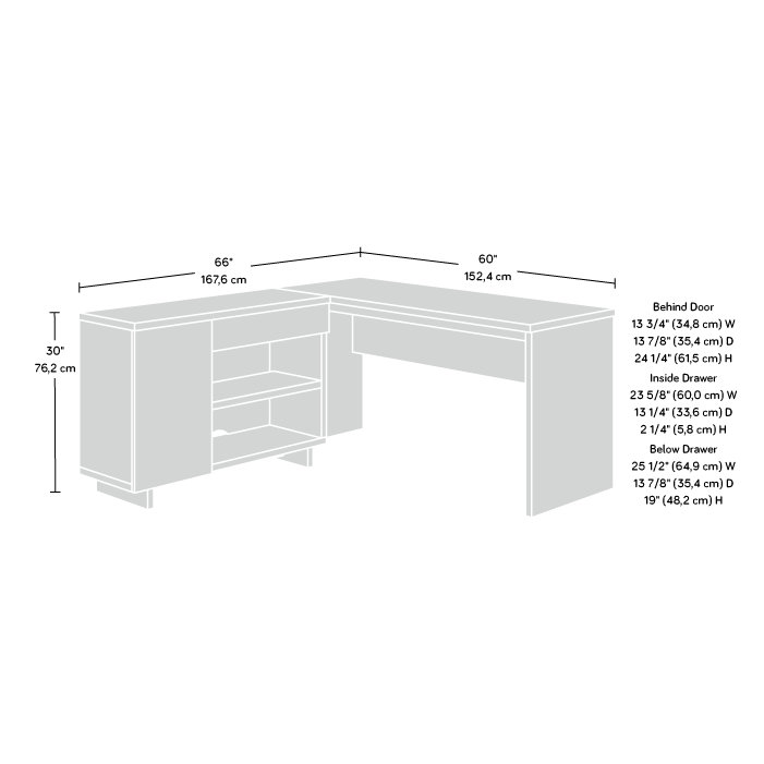 Brown Wood L-Shaped Corner Desk with Drawer and Filing Cabinet