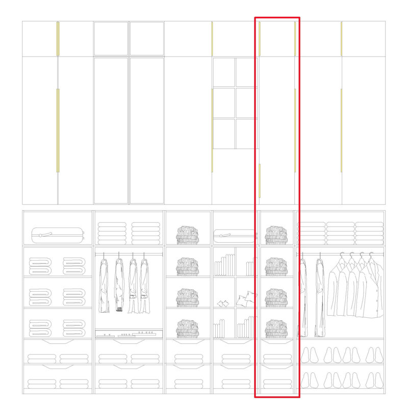 Garde-robe moderne, 93 po de hauteur, 4 portes, 18 po de largeur - PET gris, 18" W