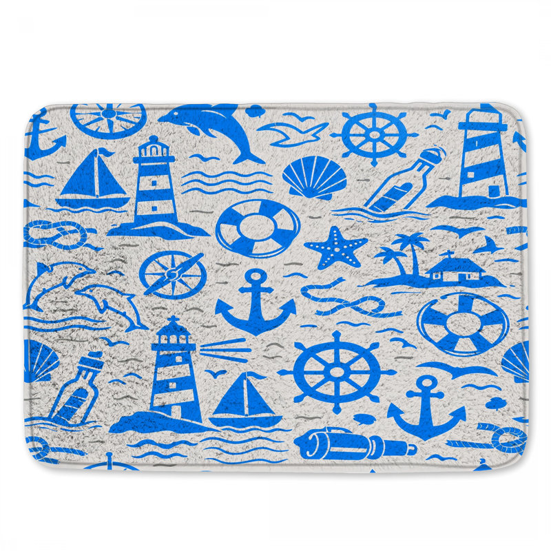 Tapis de bain bleu, 24in W x 17in L