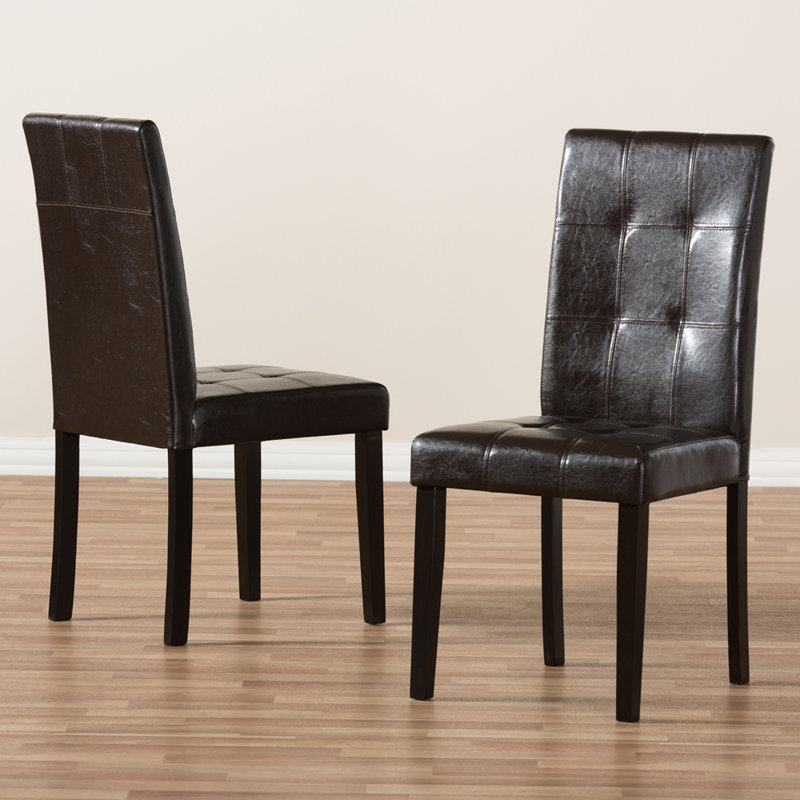 Julissia 18.5'' H upholstered Tufted Parsons Chair dark brown, 37.99" H, 17.91" W and 20.47" D