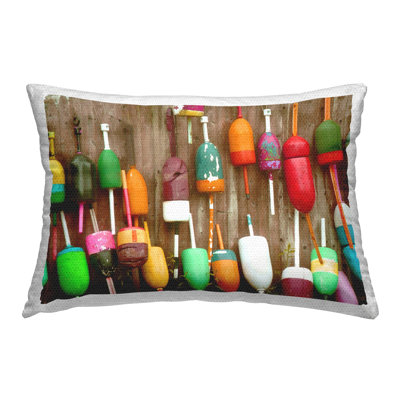 Rustic Fishing Bobbers Outdoor Printed Pillow by Lil' Rue