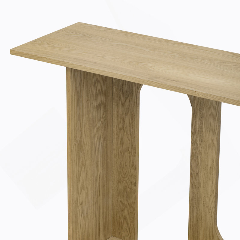 Modern And Curved Design Ash Veneer Console Table With Shelf,Suitable For Entryway,Hallway Living Room,Foyer,Corridor