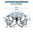 Outdoor Furniture 8-Person Coated Heavy-Duty Picnic Table with Umbrella Hole, Commercial-Grade Patio Dining Table-474210059-474210058