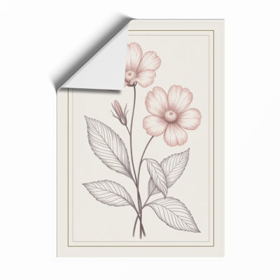 Pink Stem Study Botanical - Framed Print