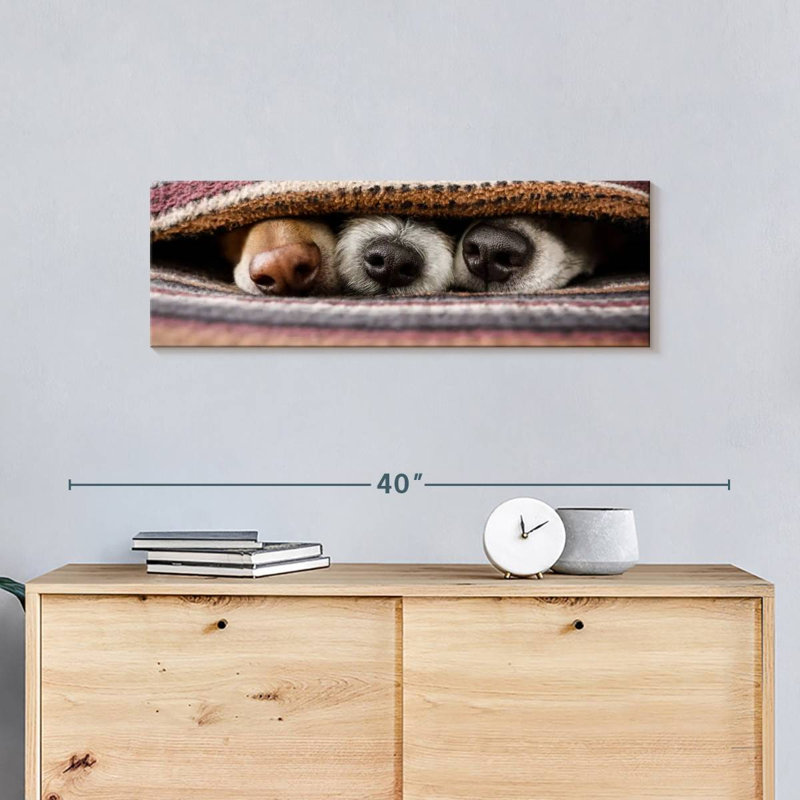 Hiding Dogs Canvas Print, 10" H x 30" W x 1.25" D