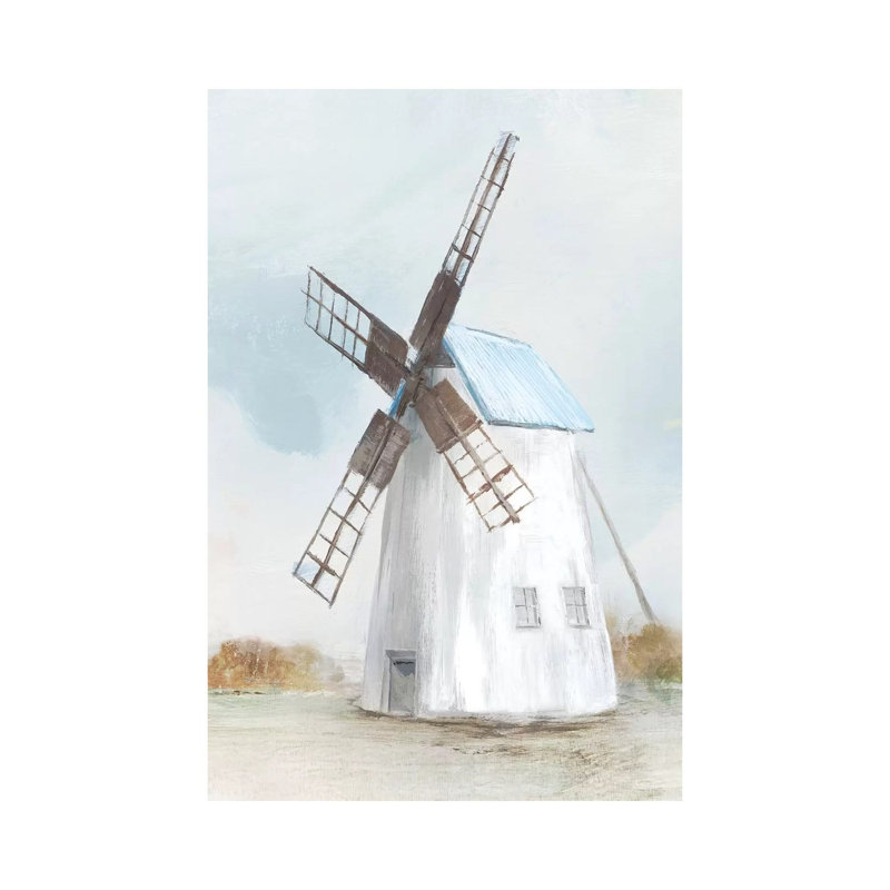 Blue Windmill II by Isabelle Z - Print on Canvas, 101.6 cm H x 66.04 cm W x 1.91 cm D, Wrapped Canvas
