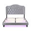 Bouton de lit rembourré capitonné avec un design incurvé - Support de lattes en bois robuste - Assemblage facile - Velours gris clair - Avec lit plateforme à DEL - Grand