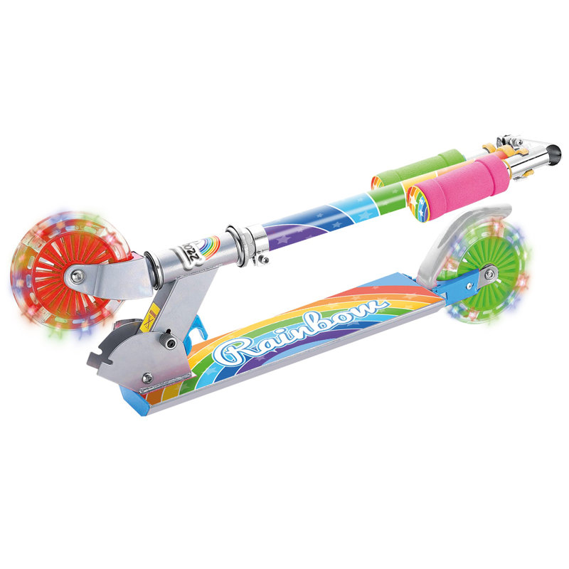 Scooter arc-en-ciel avec roues clignotantes