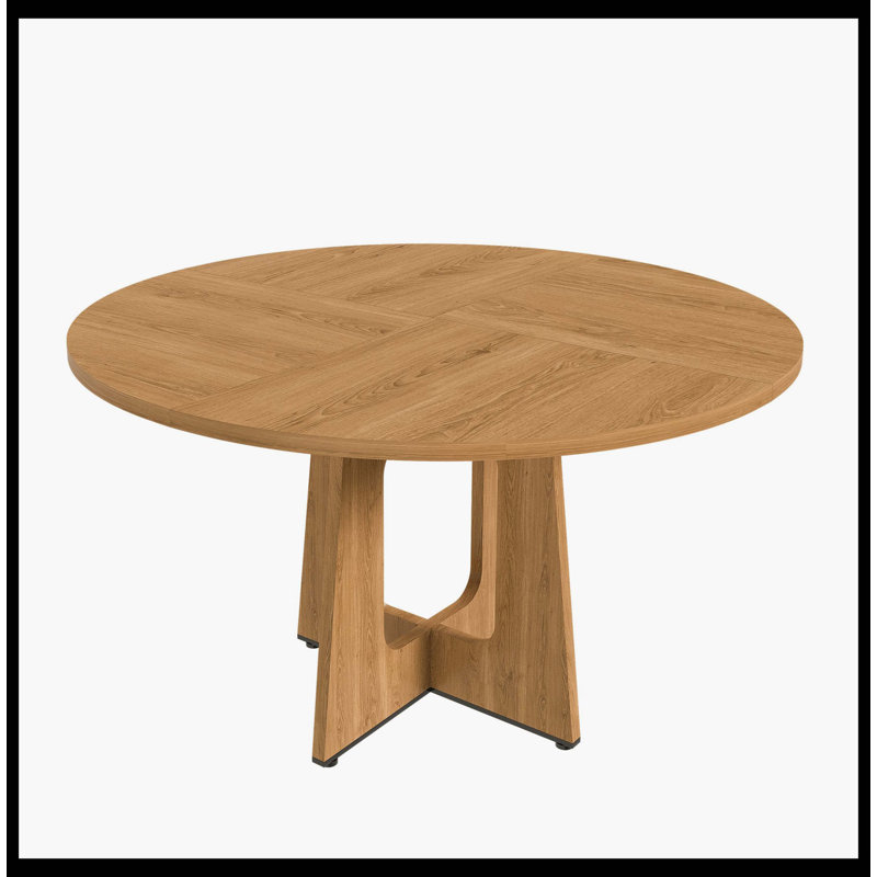 Round Dining Table For 4 - 47 Inch Farmhouse Kitchen Table, MDF Circle Table With Oak Finish, 300Lb Weight Capacity, Easy Assembly For Dining Room, Kitchen, Living Room - Spiced Round Table