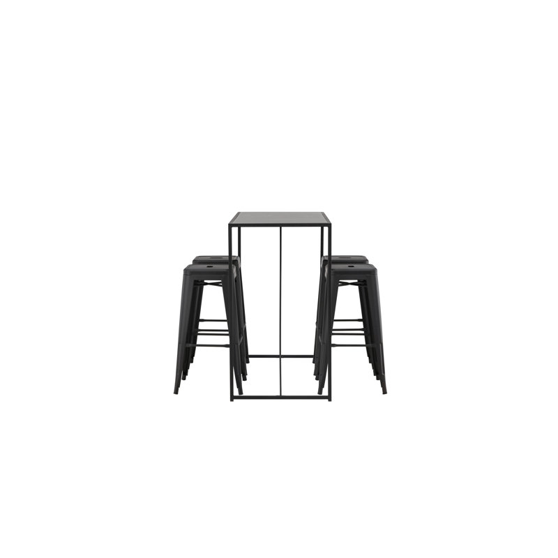 Alac 4 - Person Dining Set, Black, Black